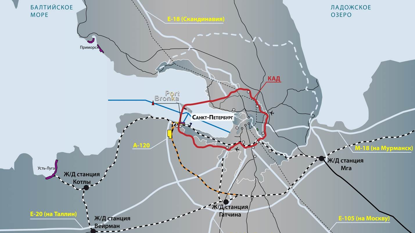 Порт Бронка на карте Петербург