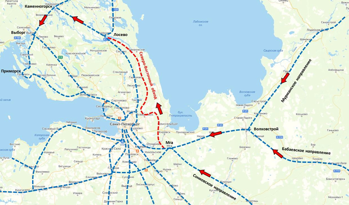 Изображение проекта Строительство Северо-Восточного железнодорожного обхода Санкт-Петербурга №1