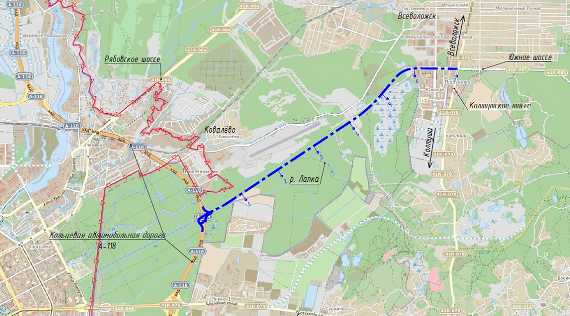 Изображение проекта Строительство автомобильной дороги общего пользования регионального значения «Продолжение Ириновского проспекта» №1